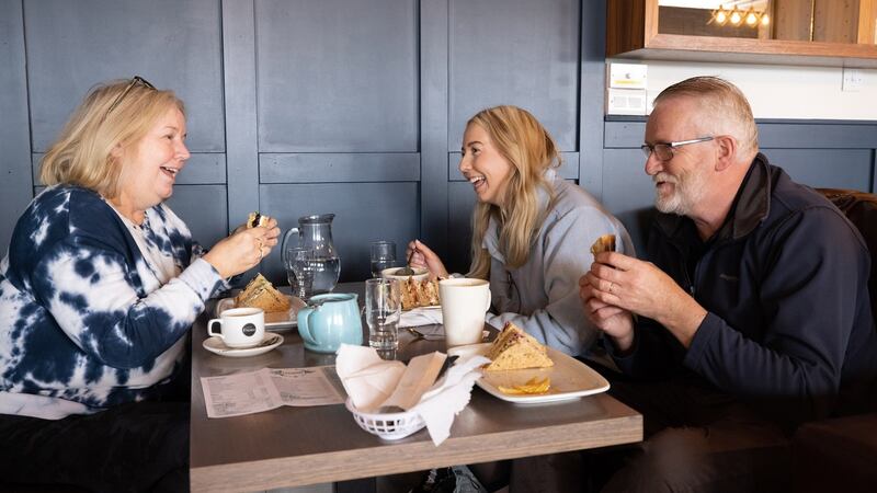 Philip and Patricia Casey from Shannonbridge, Co Offaly, with their daughter Ciara   in Caffé Fresco. Photograph:   Joe Dunne