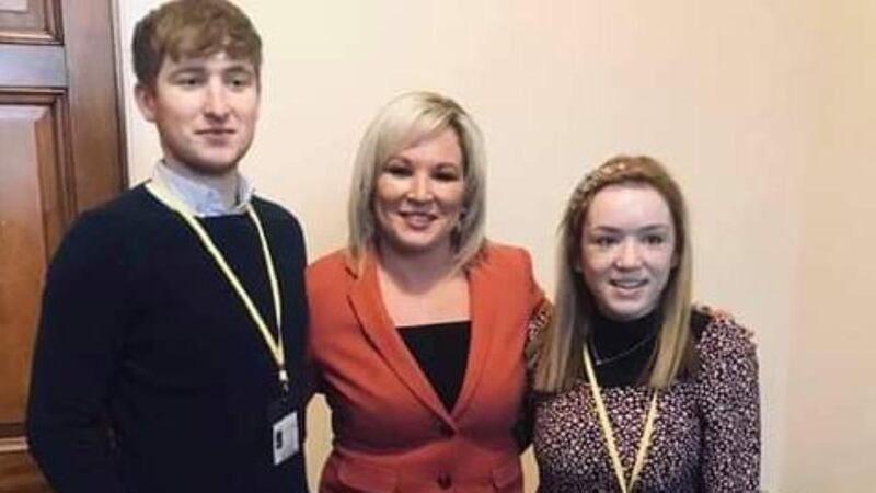Michelle O’Neill with her children Ryan and Saoirse