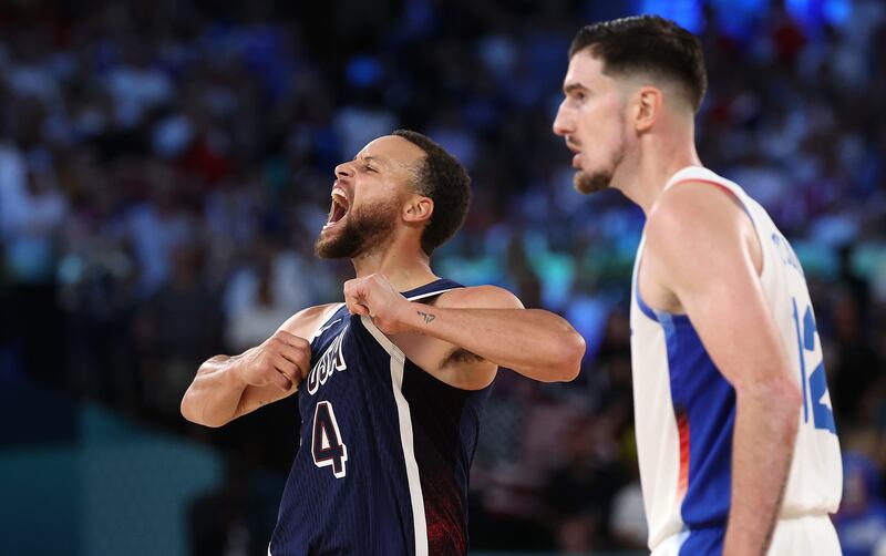 Stephen Curry of Team United States reacts. Photograph: Ezra Shaw/Getty