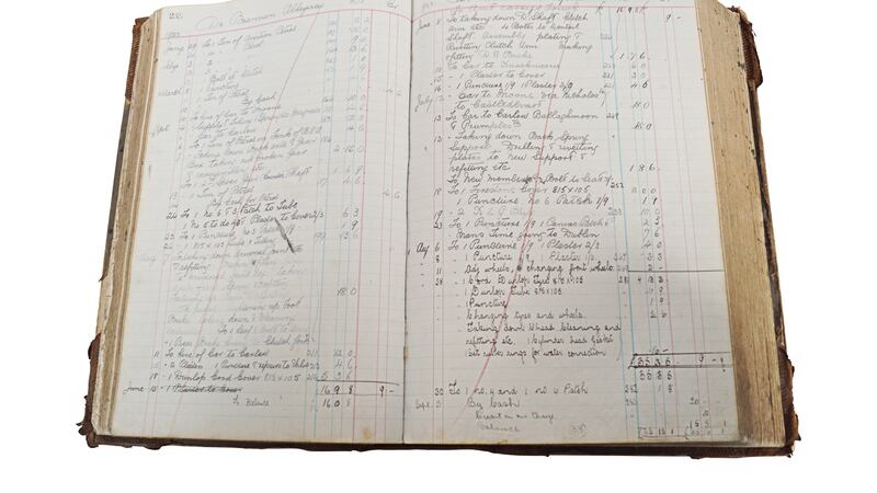 Lot 1, a ledger kept by Hennessey Garage from 1920-1928, which traces the social history of motorcars, bicycles and motorcycles  just after the Irish republic was formed.  1,000- 1,500
