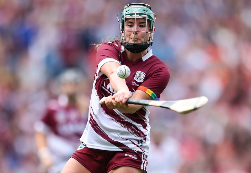 Galway's Niamh McPeake scores a point in final. Photograph: Grace Halton/Inpho