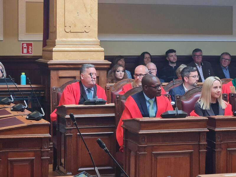 The Green Party's Honore Kamegni (front) was elected Cork City's first black Deputy Mayor. Photograph: Barry Roche