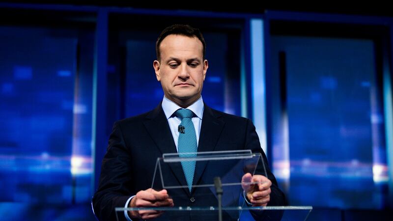 Fine Gael leader and Taoiseach Leo Varadkar during the RTÉ Prime Time leaders’ debate. Photograph: Tom Honan.