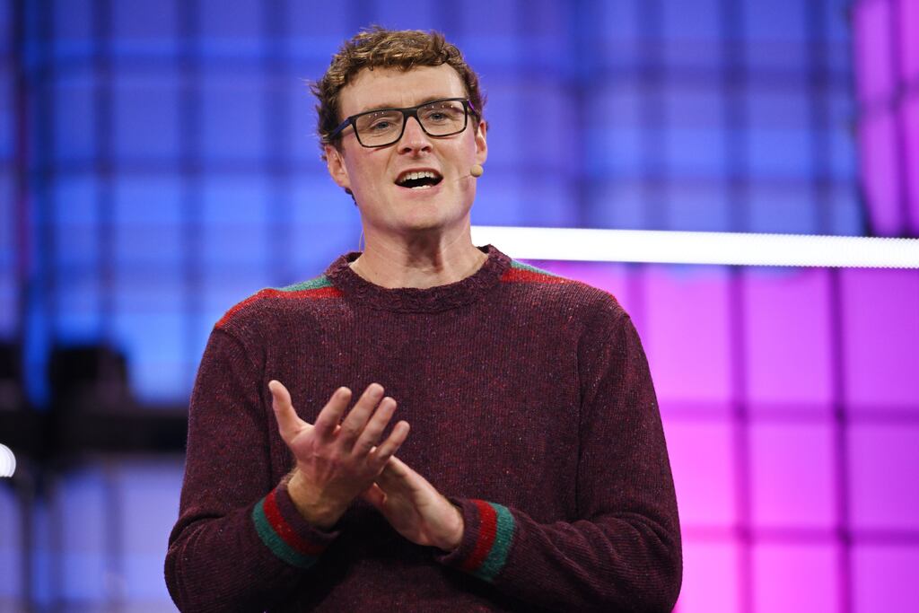 Paddy Cosgrave declined to answer questions about the humanitarian crisis unfolding in Gaza upon his return to Web Summit following the backlash from sponsors to comments he made on social media last year that led to his resignation from the chief executive role. Photograph: David Fitzgerald/Sportsfile