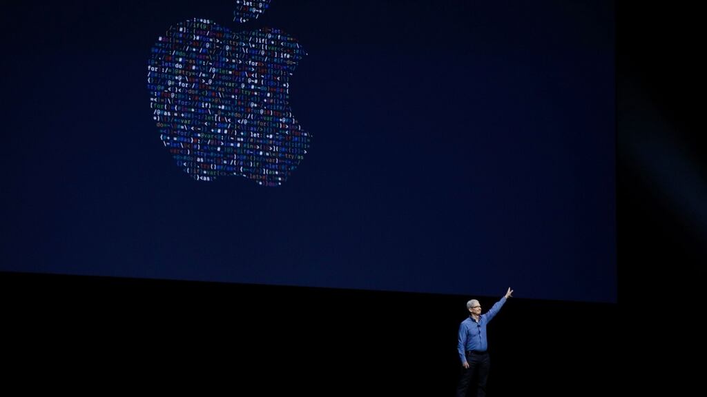 Apple chief executive Tim Cook delivers the keynote address at Apple’s Worldwide Developers Conference. Photograph: Gabrielle Lurie/AFP/Getty Images
