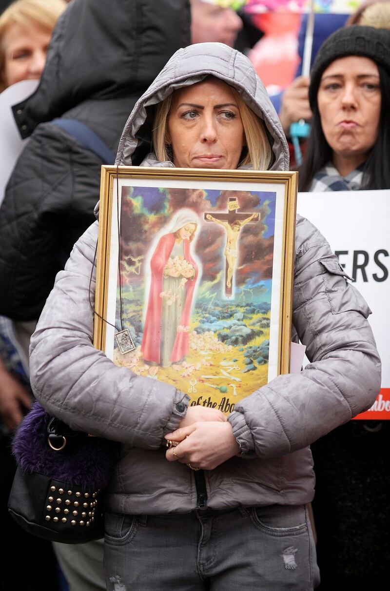 A matter of faith: an anti-abortion protester makes her feelings known. Photograph: Caroline Quinn/PA
