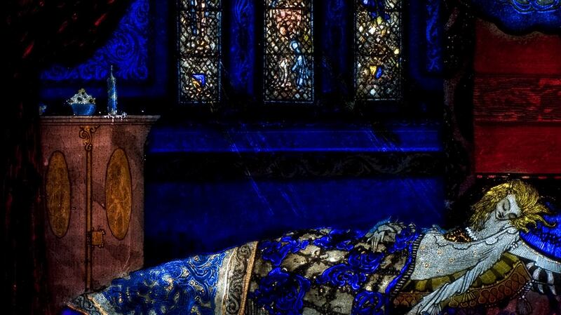 An Alone Christmas card, which reproduces the bejewelled blues of a panel from Harry Clarke’s gorgeous stained-glass rendering of Keats’s poem The Eve of St Agnes, would steal the show on any festive mantelpiece