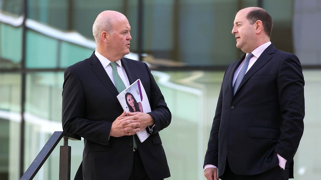 AIB’s chief executive Colin Hunt (left) with chief financial officer Donal Galvin. File photograph: Shane O’Neill