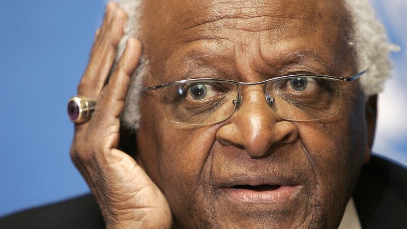 Desmond Tutu:  he was a spellbinding preacher, his voice in turns sonorous and high-pitched. He often descended from the pulpit to embrace his parishioners.  Photograph: Fabrice Coffrini/AFP via Getty Images
