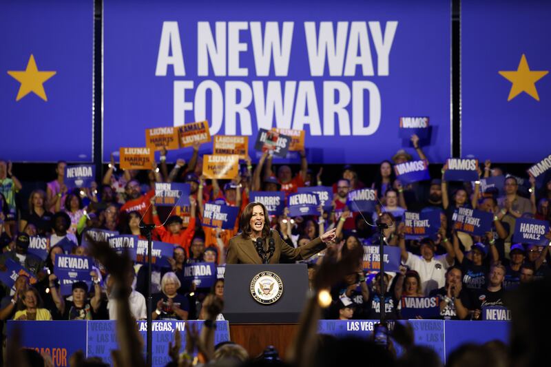 Kamala Harris speaks during a campaign rally in Las Vegas, Nevada, last month. Photograph: Caroline Brehman/EPA-EFE
