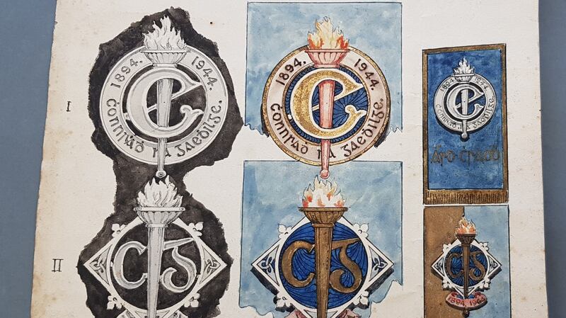Logos marking the 50th anniversary of the foundation of Conradh na Gaeilge