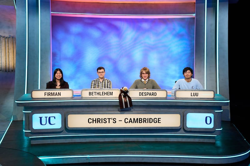 From left Anniko Firman, Brendan Bethlehem, Oscar Despard, Linus Luu, of Christ's College Cambridge, on University Challenge. Photograph: BBC/ITV Studios - Lifted Entertainment/Rik Lowe