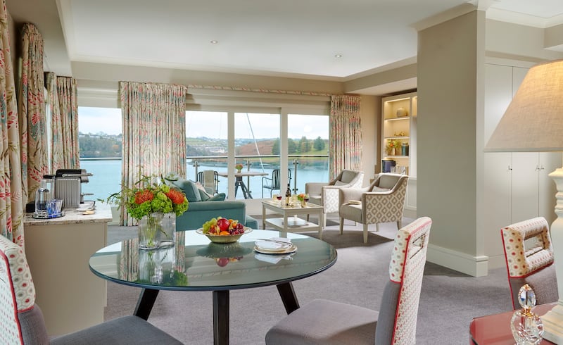 A luxury harbour suite with private balcony at the Trident Hotel in Kinsale