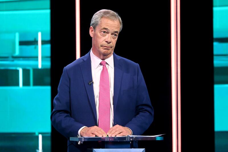 Reform UK leader Nigel Farage taking part in ITV's UK general election debate. Photograph: Jonathan Hordle/ITV/PA Wire