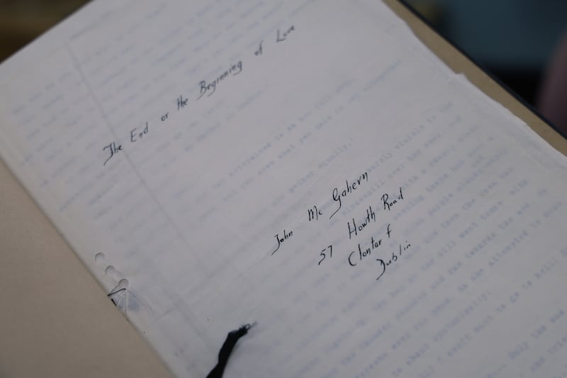 Manuscript for John McGahern's unpublished book The End or the Beginning of Love. Photograph: Bryan O’Brien/The Irish Times 