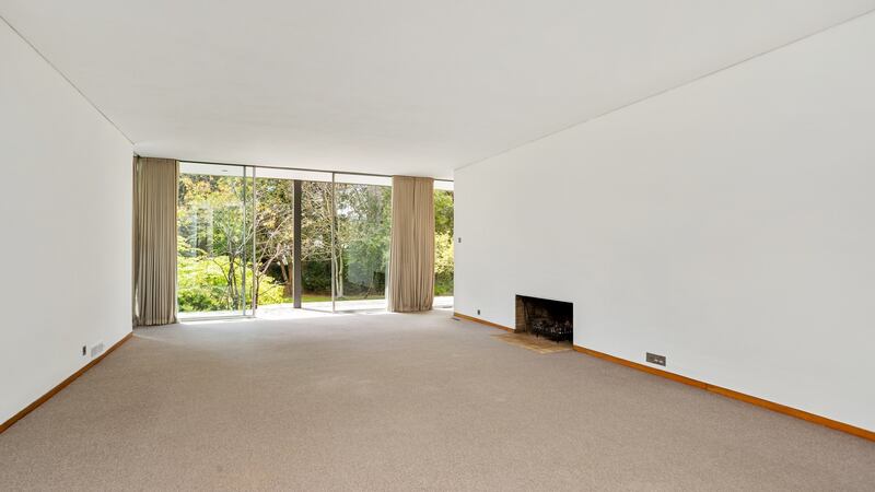 Living room with fireplace.
