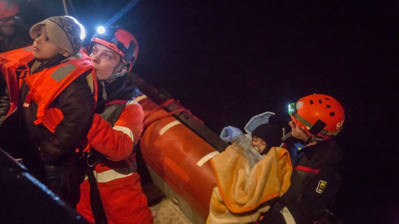 Children rescued from a wooden boat off the Libyan coast in the early hours of Friday, December 27th. Photograph: Sally Hayden