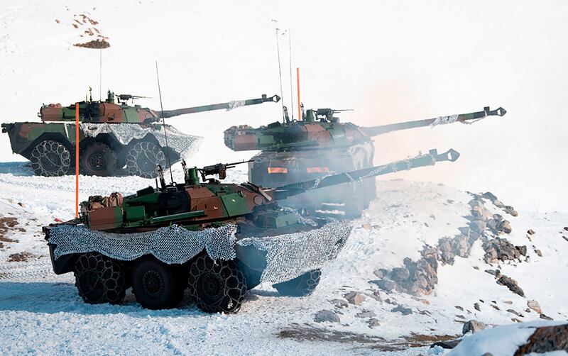Designated as 'light tanks' in French, the AMX-10 RC carries a 105mm cannon and two machine guns. Photograph: AP