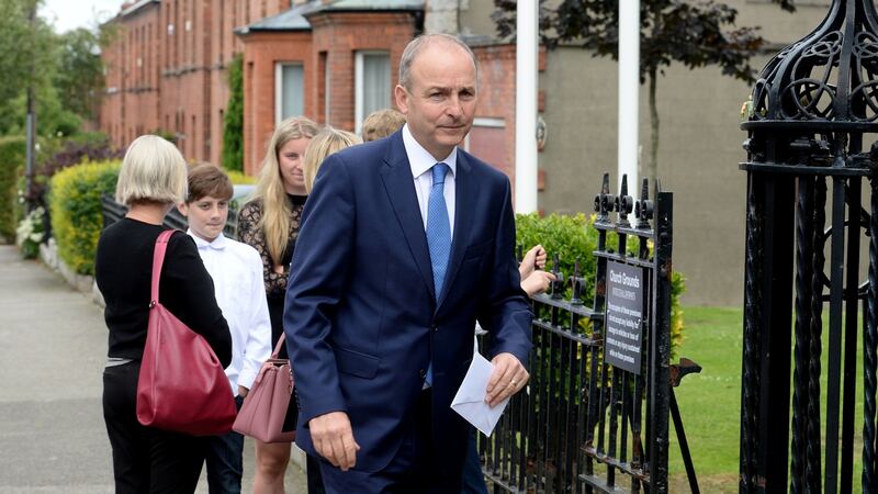 Micheál Martin, leader of Fianna Fáil at the funeral of Noel Whelan. Photograph: Alan Betson/The Irish Times