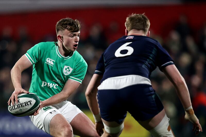 Ireland's Jack Murphy playing in the U20 Six Nations Championship in Virgin Media Park, Cork. Photograph: Ben Brady/Inpho