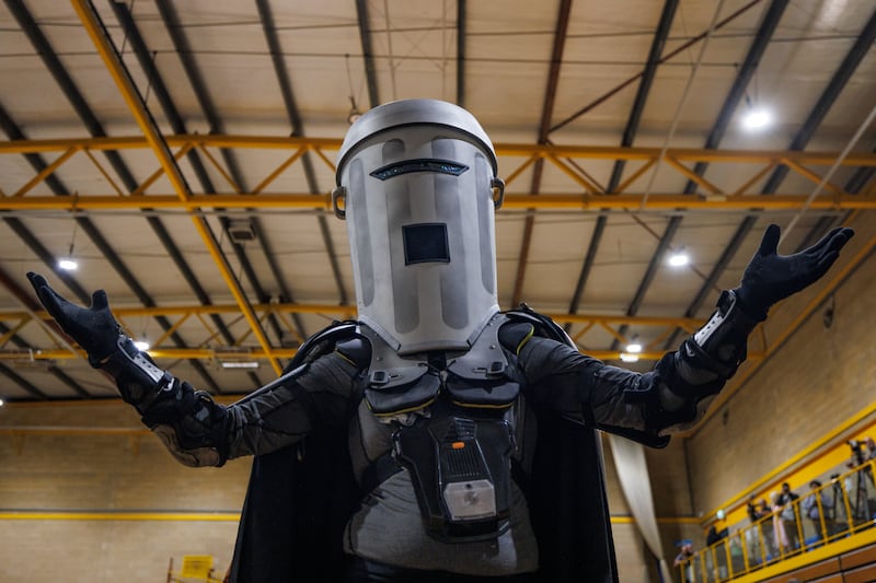 Canned: Jon Harvey as Count Binface at Clacton Leisure Centre during the count. Photograph: Dan Kitwood/Getty