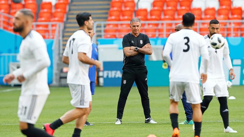 Carlos Queiroz’s Iran could achieve improbable qualification for the last-16 with victory over Portugal. Photograph:  Rungroj Yongrit/EPA