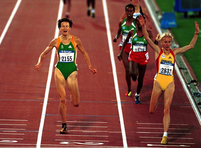 Sonia O'Sullivan wins a silver medal in the 5,000m at the Olympic Games in Sydney, 2000. Photograph: Patrick Bolger/Inpho 