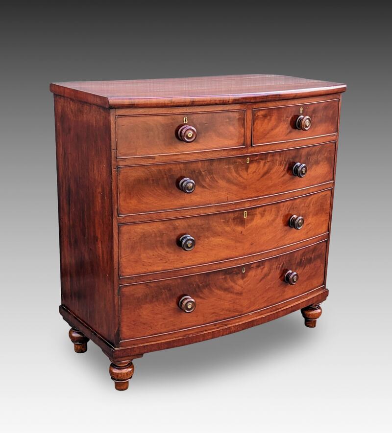 William IV bow fronted chest of drawers at Hegarty's