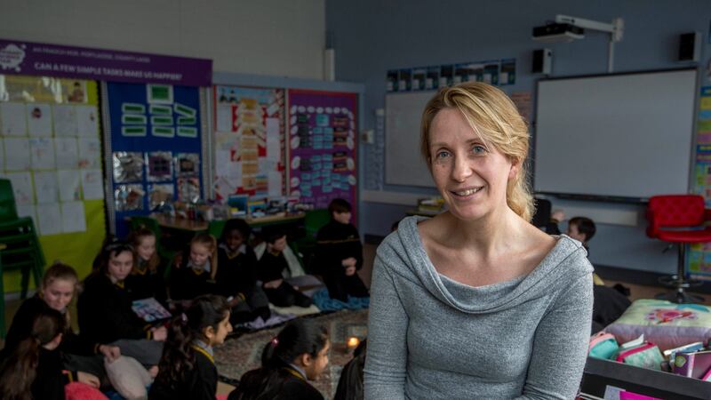 Teacher Anita Fennelly at Heath National School  where she practises mindfulness with her sixth-class pupils. Photograph: Brenda Fitzsimons