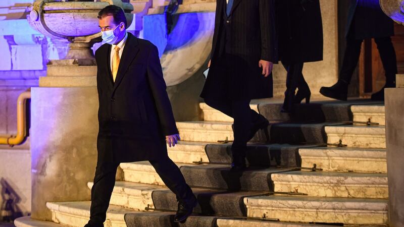 Romanian prime minister and president of the National Liberal Party  (PNL) rulling party Ludovic Orban makes his way to address a press conference at PNL headquarters in Bucharest on  December 6th. Photograph: Daniel Mihailescu/AFP via Getty