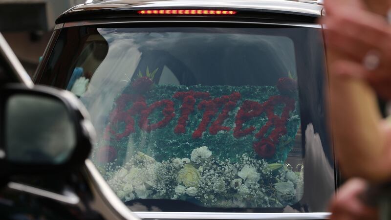 The remains of comedian Brendan Grace  leaving    St Nicholas of Myra church in Dublin’s Liberties following his funeral Mass. Photograph: Nick Bradshaw/The Irish Times