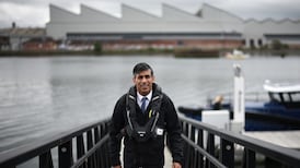 Sunak follows up Downing Street soaking by a visit to site of Titanic