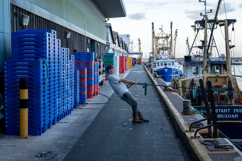 The harbour fish market in Brixham. Photograph: Andrew Testa/New York Times