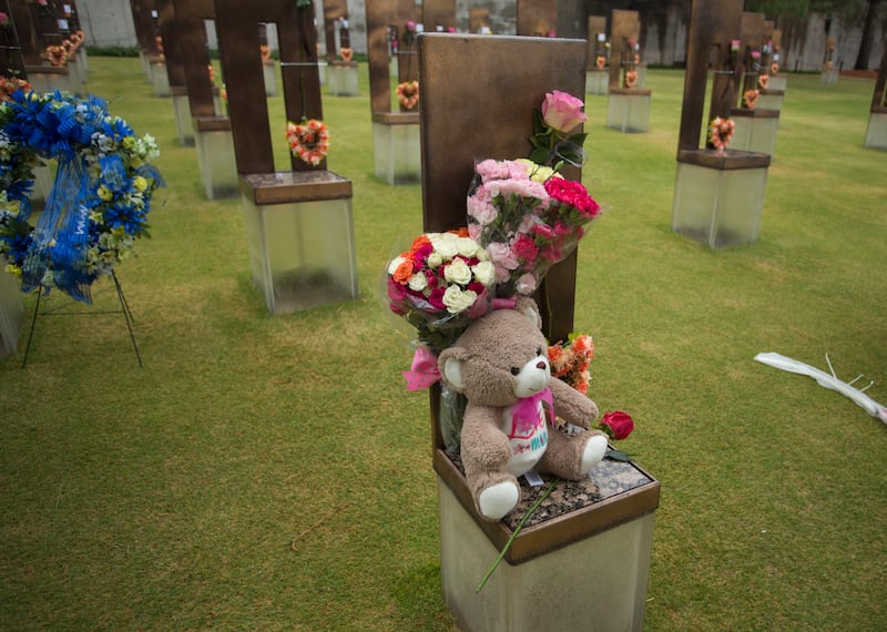 The Field of Empty Chairs at the Oklahoma City National Memorial and Museum is a symbolic memorial composed of 168 chairs, each representing a person killed in the bombing. Photograph: J Pat Carter/Getty Images