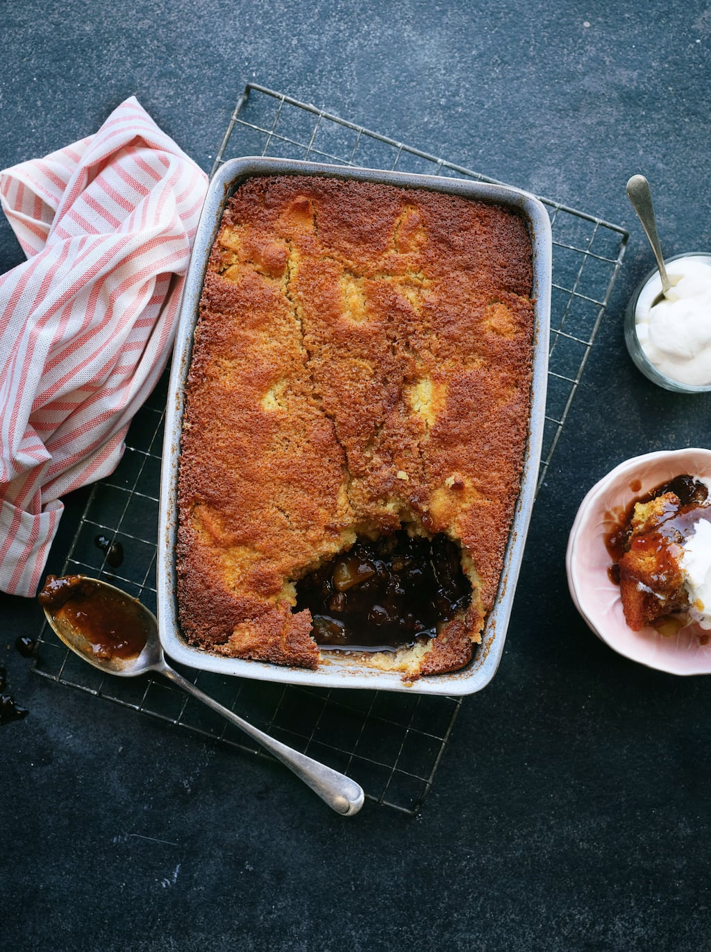 Toffee apple and doenjang caramel pudding. Photograph: Joanne Murphy