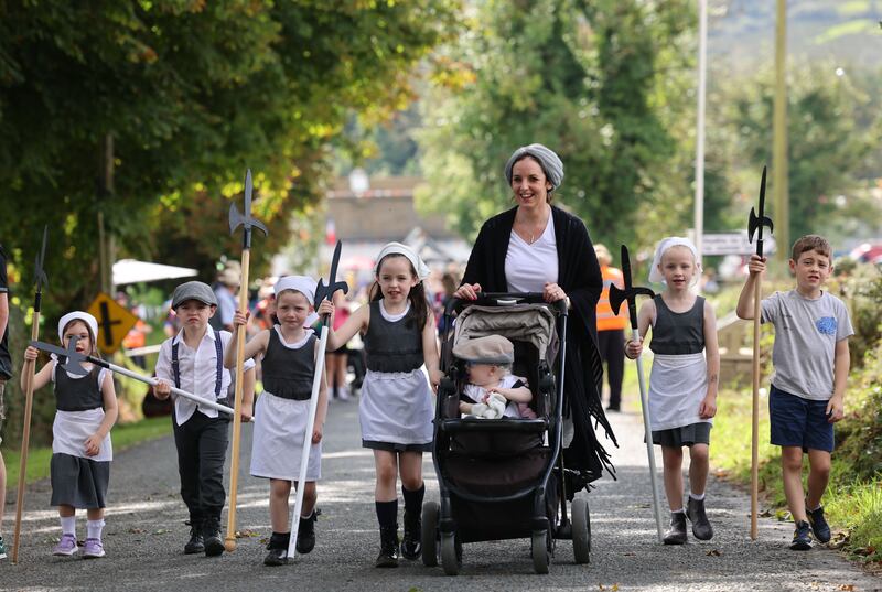 Yvonne Donaghy with some of the Donaghy, Moyne and O’Reilly cousins at the re-enactment. Photograph: Dara Mac Dónaill/The Irish Times