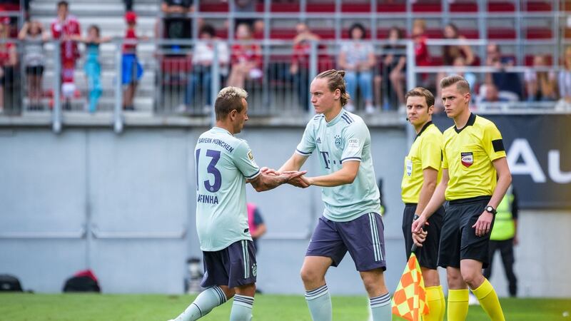 Bayern Munich’s Ryan Johansson comes on for  Rafinha during the International Champions Cup  match  against Paris Saint-Germain at the Worthersee Stadium in Klagenfurt, Austria in July. Photograph: Jure MakovecAFP/Getty Images