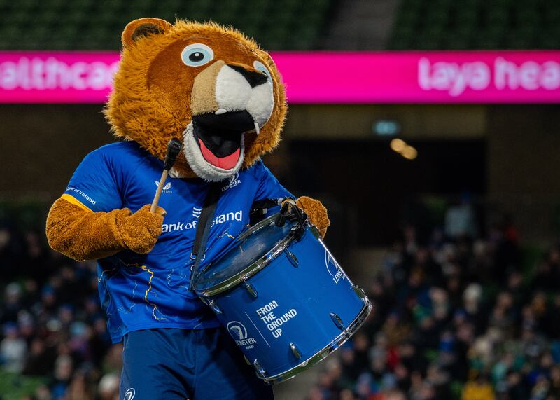 Leinster mascot Leo the Lion led the 'Leinstertainment' before kick off. Photograph: Henry Simpson/INPHO