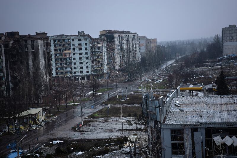 A street in Kostiantynivka. Photograph: The New York Times