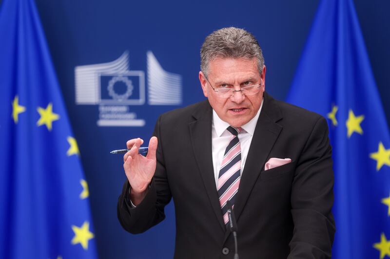 Maroš Šefčovič, European Commissioner for Trade and Economic Security. Photograph: Olivier Hoslet/EPA