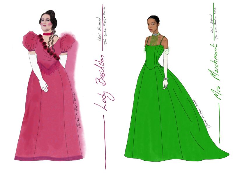 Costume designs for Lady Basildon and Mrs Marchmont in An Ideal Husband