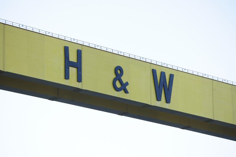 Belfast's distinctive Harland and Wolff gantry cranes could be seen from our hotel window