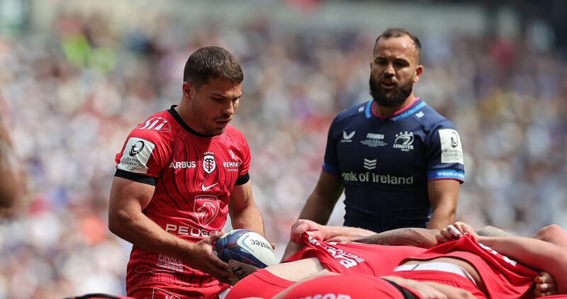 Antoine Dupont and Jamison Gibson-Park on duty for Toulouse and Leinster during the Champions Cup final in 2024. Photograph: David Rogers/Getty Images