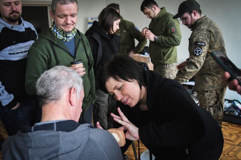 Training paramedics in Kyiv. Photograph: Dan McLoughlin (courtesy of the Serhiy Prytula Foundation)