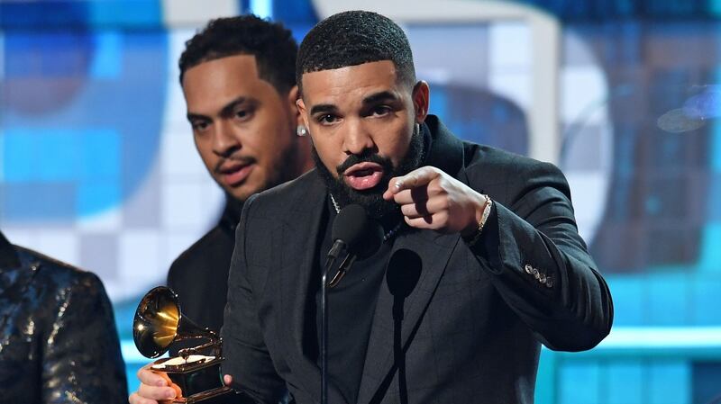 Canadian rapper Drake accepts the award for Best Rap Son for God’s Plan during the 61st Annual Grammy Awards on February 10, 2019, in Los Angeles. Photograph: Robyn Beck/AFP/AFP/Getty Images