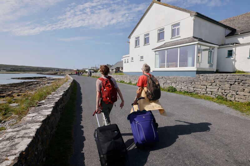 A view from the road of the community hall being used as a District Court on Inis Mór. Photograph: Alan Betson