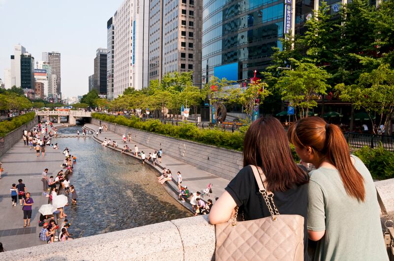 The Cheonggyecheon River in Seoul, South Korea. Photograph:: Loop Images/Universal Images Group via Getty Images