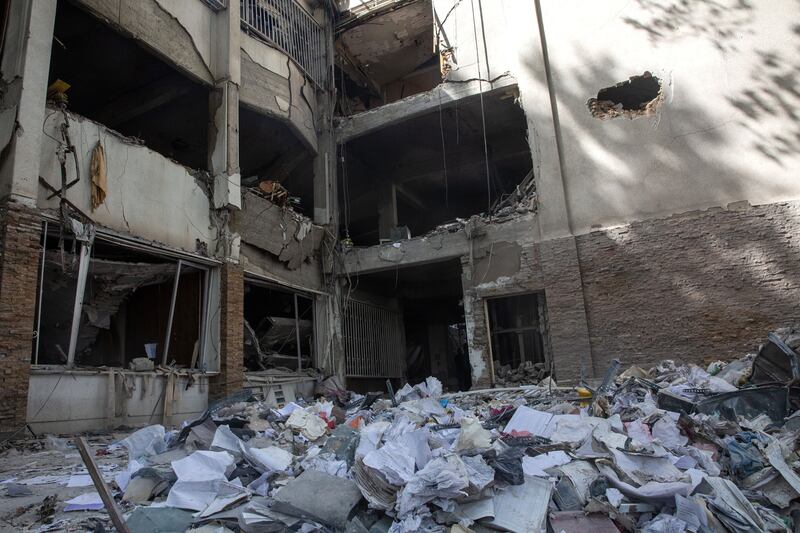 The office building of Evin prison after it was hit by Israeli strikes on Tehran on June 29th. Photograph: Arash Khamooshi/The New York Times
                      