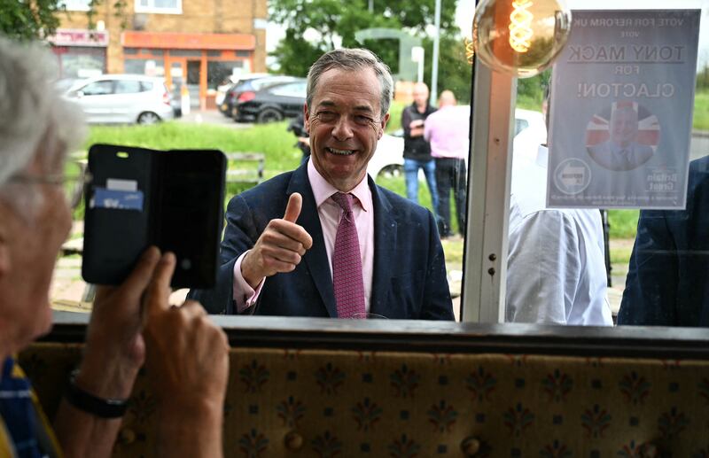 Nigel Farage campaigns in Jaywick in 2024. Photograph: Ben Stansall/AFP via Getty Images