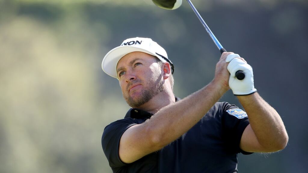 Graeme McDowell drives from the 14th tee during the third round of the Genesis Open at Riviera Country Club in Pacific Palisades, California. Photograph: Christian Petersen/Getty Images